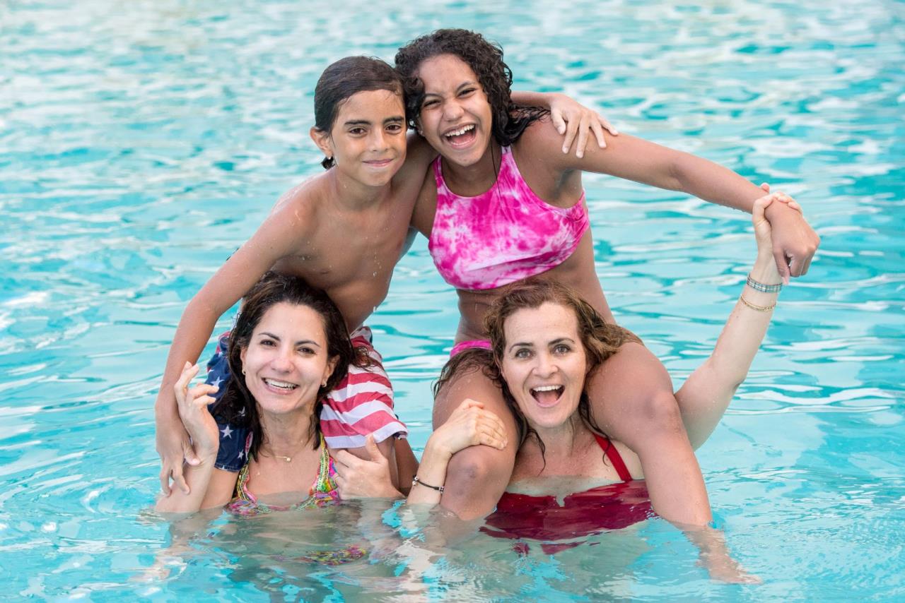 Family in the pool