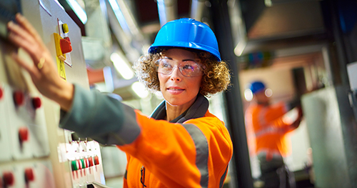 Woman in a boiler room