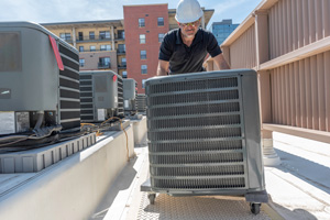 Moving a new air conditioner for an install